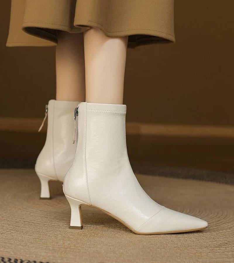 FULVIA | BOTINES DE PIEL CON TACÓN MEDIO - Aurea Montiel