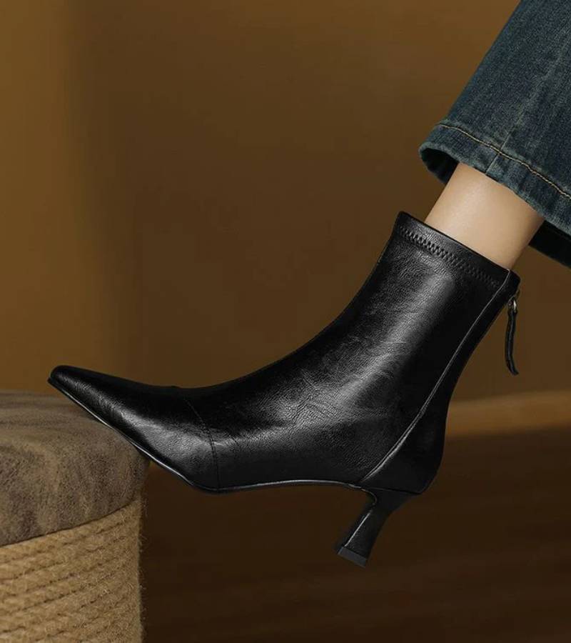 FULVIA | BOTINES DE PIEL CON TACÓN MEDIO - Aurea Montiel