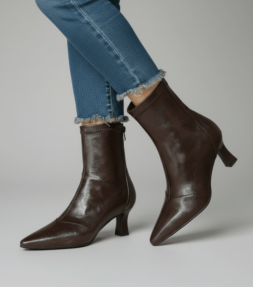 FULVIA | BOTINES DE PIEL CON TACÓN MEDIO - Aurea Montiel