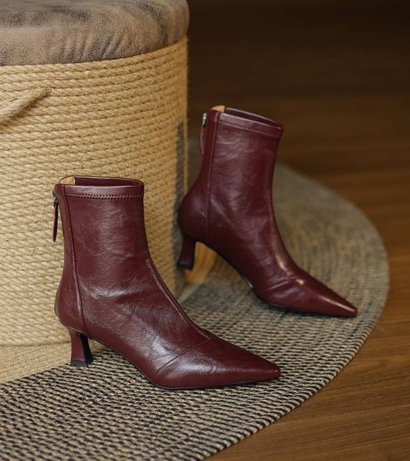 FULVIA | BOTINES DE PIEL CON TACÓN MEDIO - Aurea Montiel
