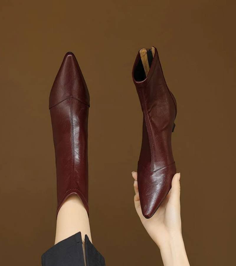 FULVIA | BOTINES DE PIEL CON TACÓN MEDIO - Aurea Montiel