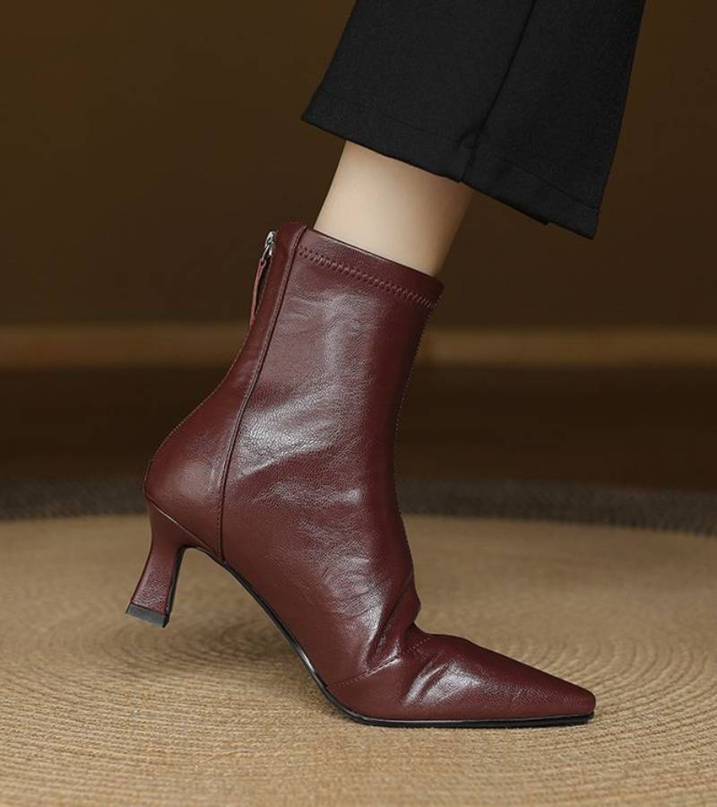 FULVIA | BOTINES DE PIEL CON TACÓN MEDIO - Aurea Montiel