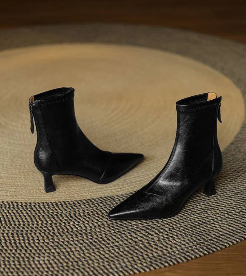 FULVIA | BOTINES DE PIEL CON TACÓN MEDIO - Aurea Montiel