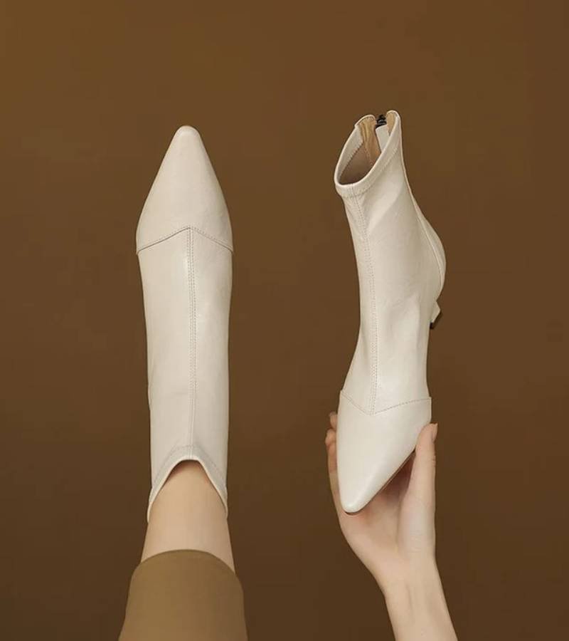 FULVIA | BOTINES DE PIEL CON TACÓN MEDIO - Aurea Montiel