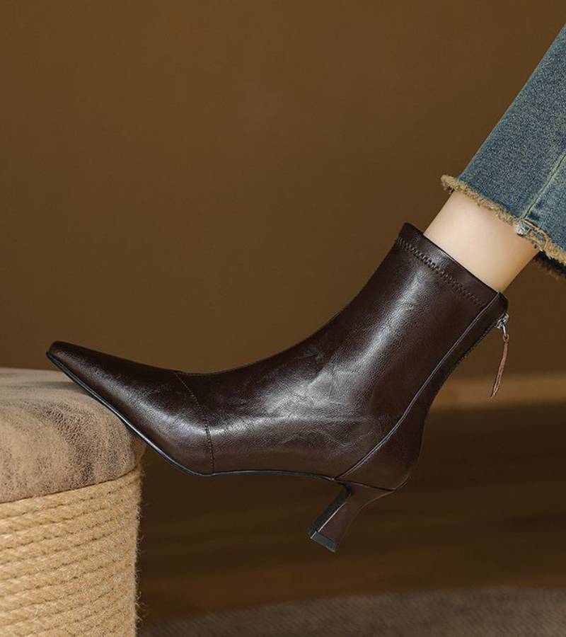 FULVIA | BOTINES DE PIEL CON TACÓN MEDIO - Aurea Montiel
