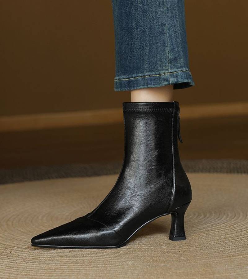 FULVIA | BOTINES DE PIEL CON TACÓN MEDIO - Aurea Montiel