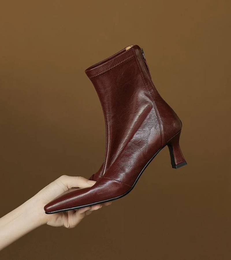 FULVIA | BOTINES DE PIEL CON TACÓN MEDIO - Aurea Montiel