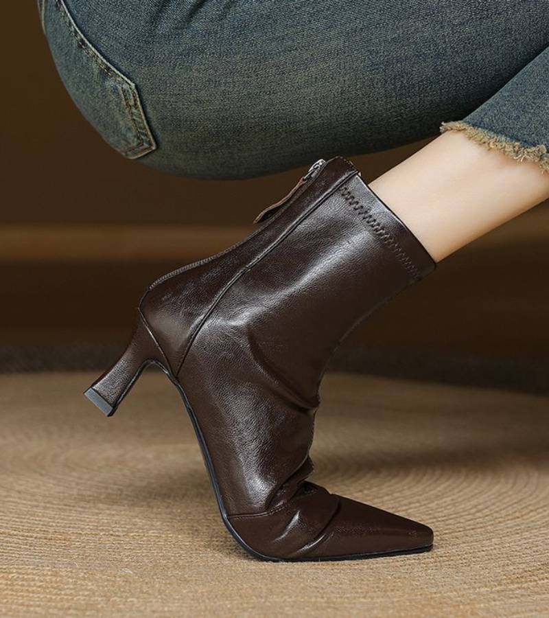 FULVIA | BOTINES DE PIEL CON TACÓN MEDIO - Aurea Montiel
