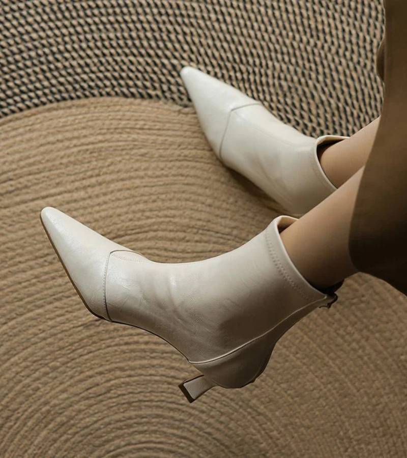 FULVIA | BOTINES DE PIEL CON TACÓN MEDIO - Aurea Montiel