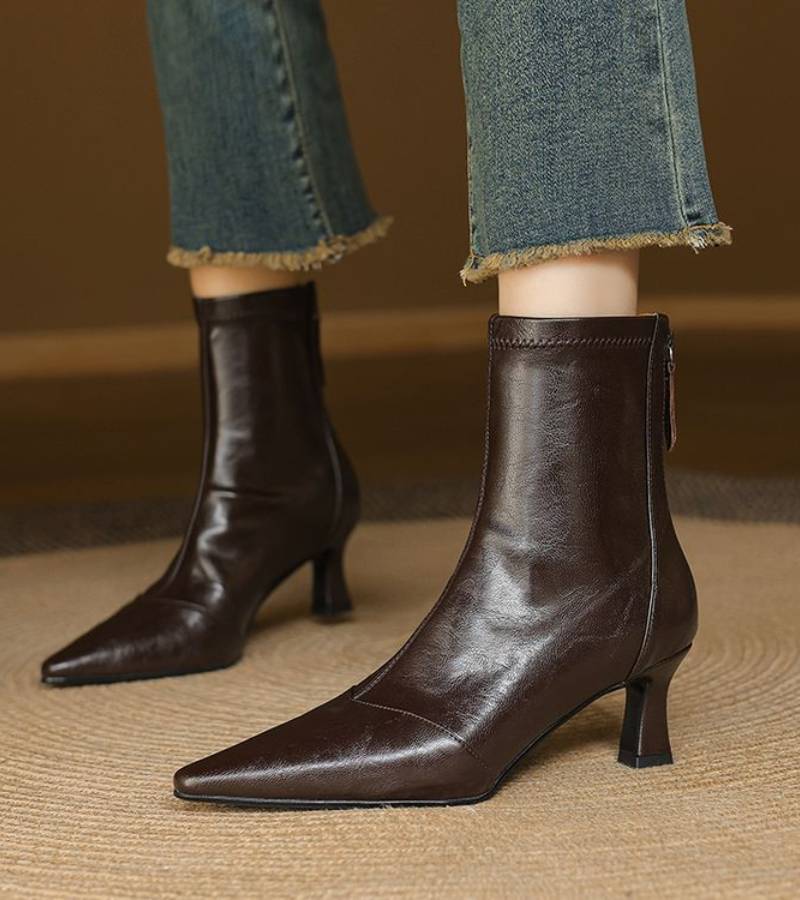 FULVIA | BOTINES DE PIEL CON TACÓN MEDIO - Aurea Montiel