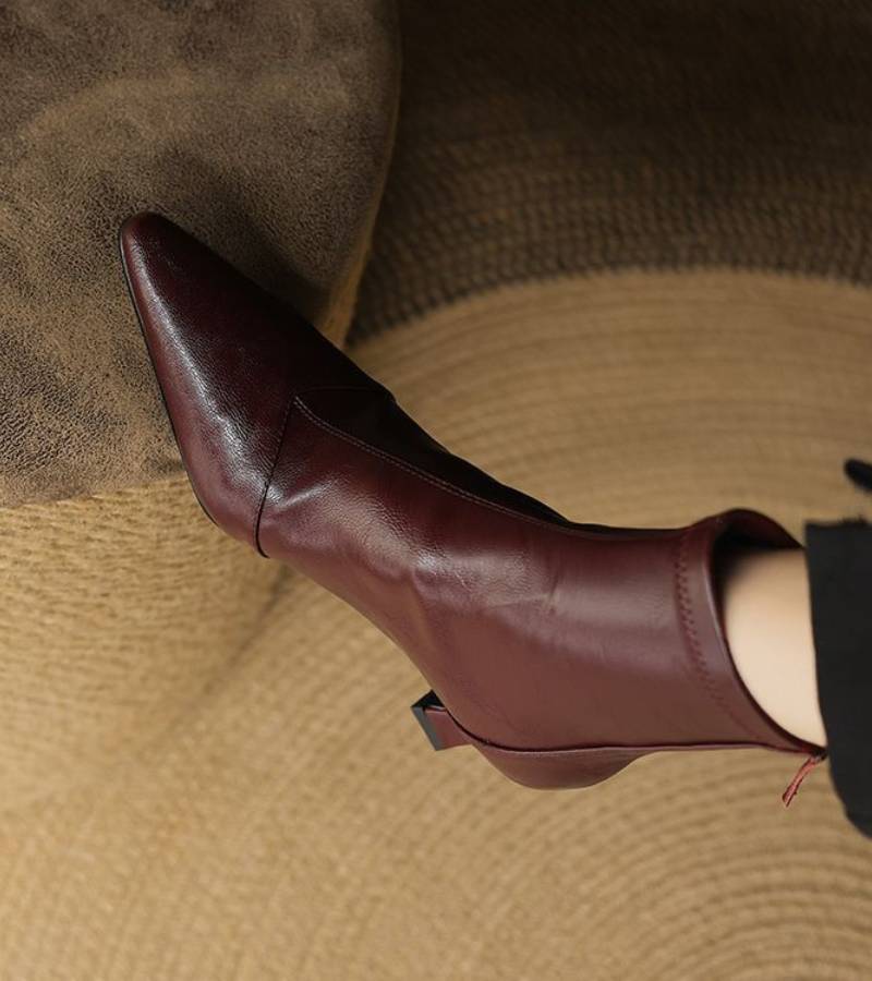 FULVIA | BOTINES DE PIEL CON TACÓN MEDIO - Aurea Montiel