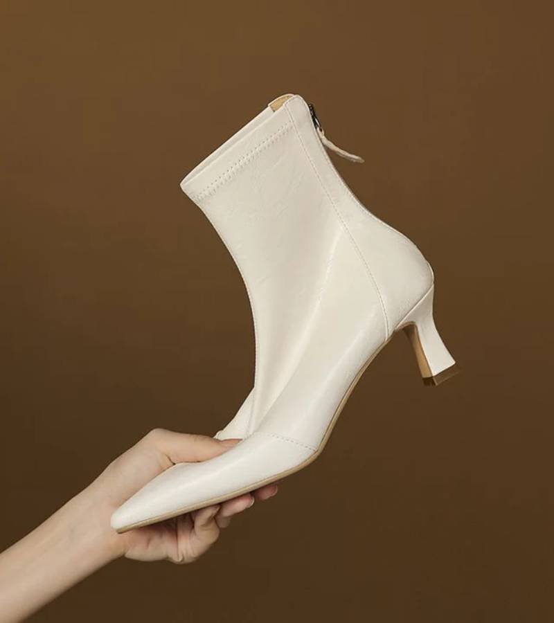 FULVIA | BOTINES DE PIEL CON TACÓN MEDIO - Aurea Montiel