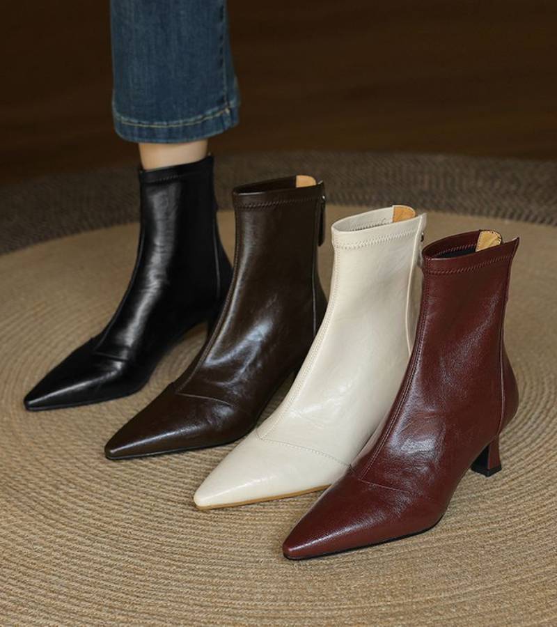 FULVIA | BOTINES DE PIEL CON TACÓN MEDIO - Aurea Montiel