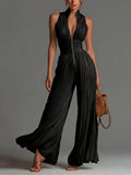 Anna – Tuta in Chiffon Plissettata Nera – Aurea Montiel