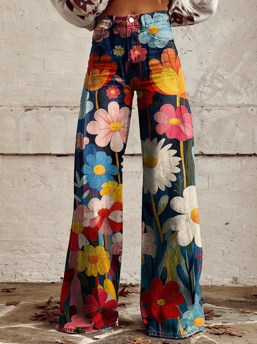 LÉNA | PANTALONI A ZAMPA CON STAMPA FLOREALE