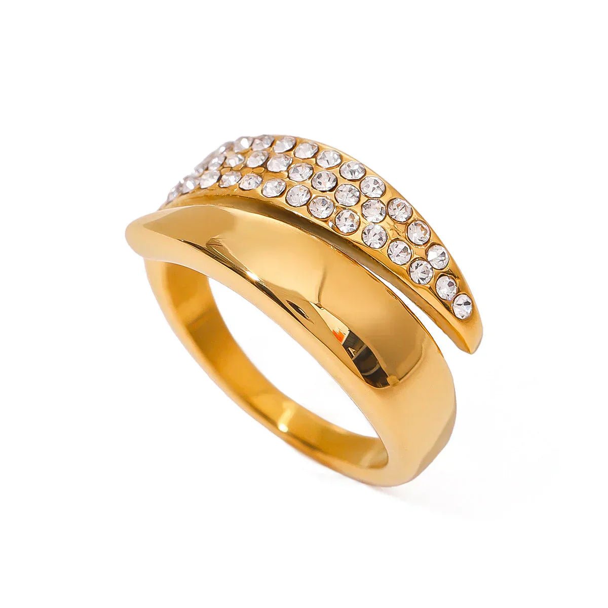 LENA | ANILLO CRUZADO CON CIRCONITAS - Aurea Montiel