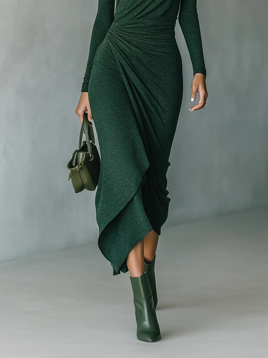 LENORA | VESTIDO MIDI ASIMÉTRICO - Aurea Montiel