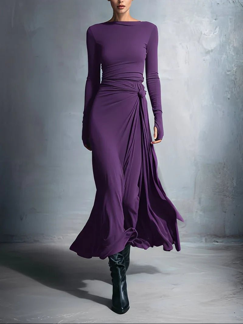 LISA | VESTIDO MAXI CON NUDO LATERAL - Aurea Montiel