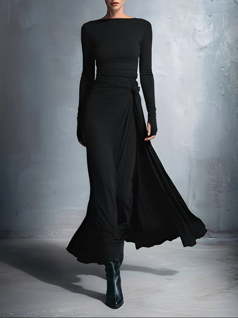 LISA | VESTIDO MAXI CON NUDO LATERAL - Aurea Montiel