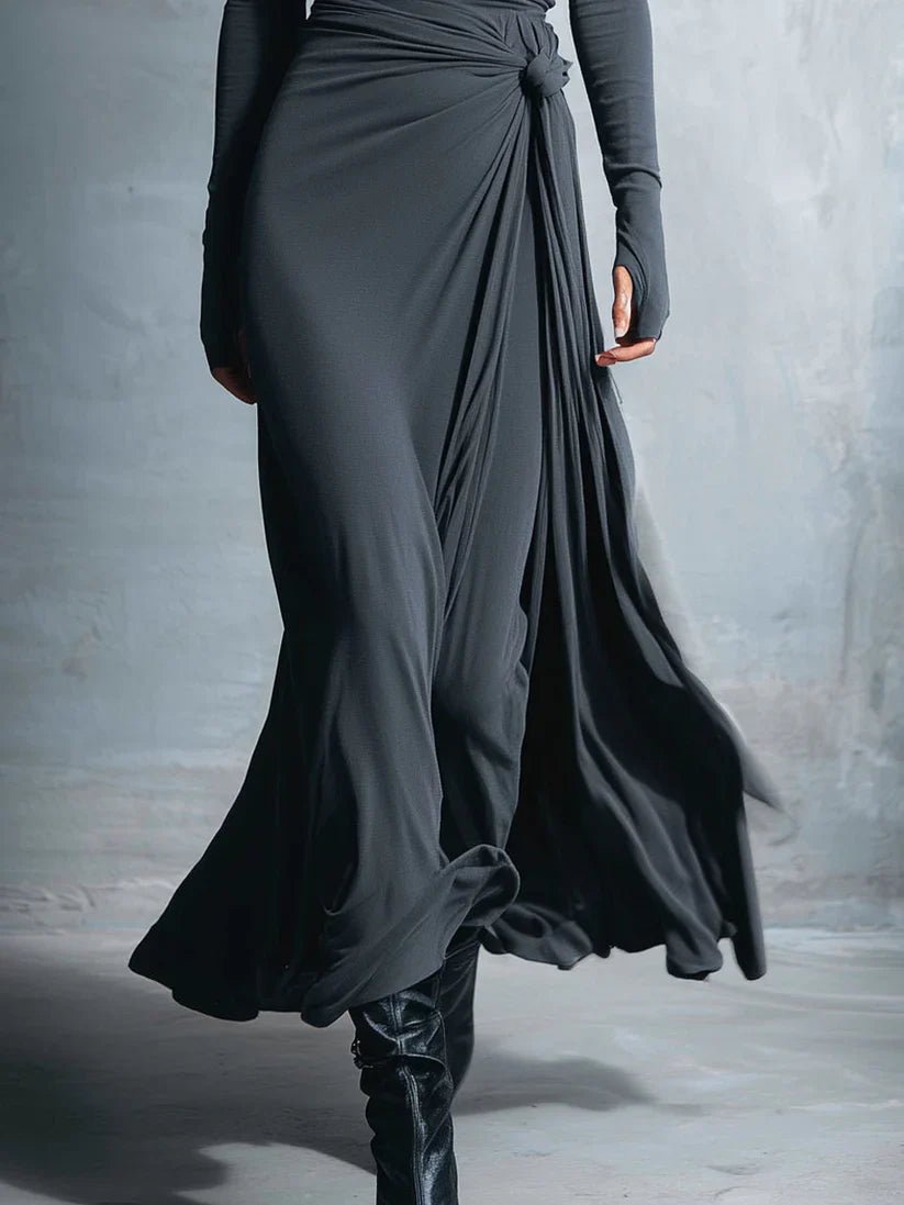 LISA | VESTIDO MAXI CON NUDO LATERAL - Aurea Montiel