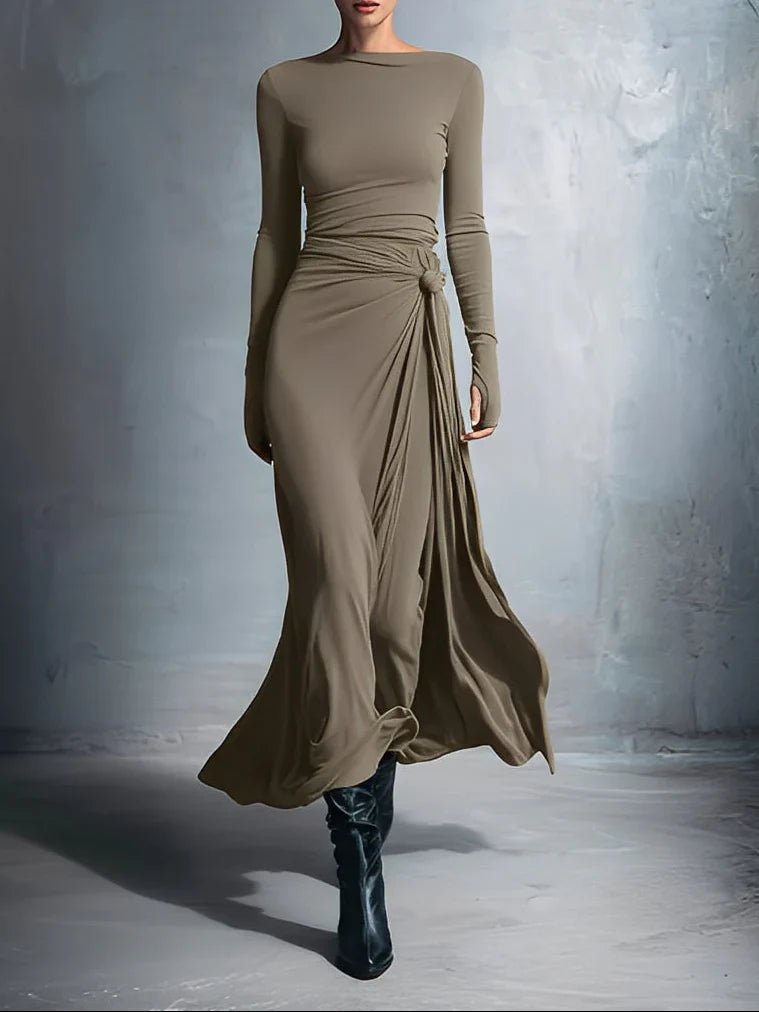 LISA | VESTIDO MAXI CON NUDO LATERAL - Aurea Montiel