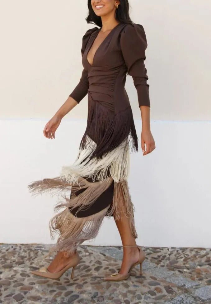 LOLA | VESTIDO CON FLECOS - Aurea Montiel