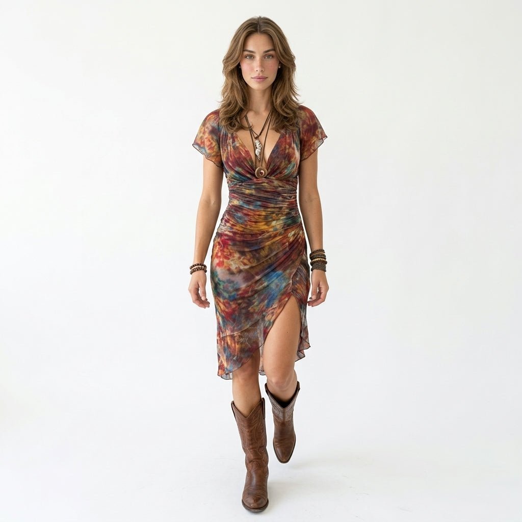 MARTINA | VESTIDO ESTAMPADO ASIMÉTRICO - Aurea Montiel