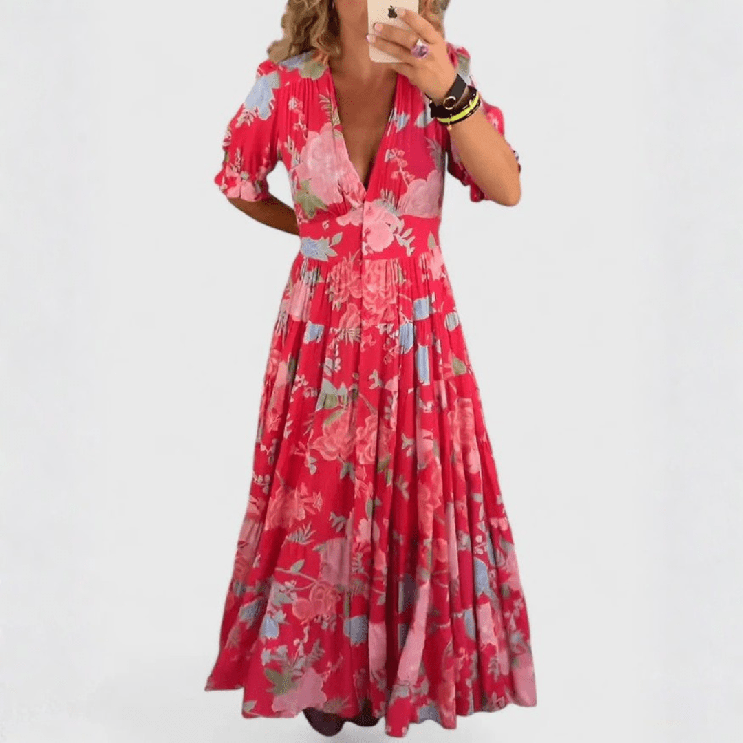 MINERVA | VESTIDO ELEGANTE FLORAL - Aurea Montiel