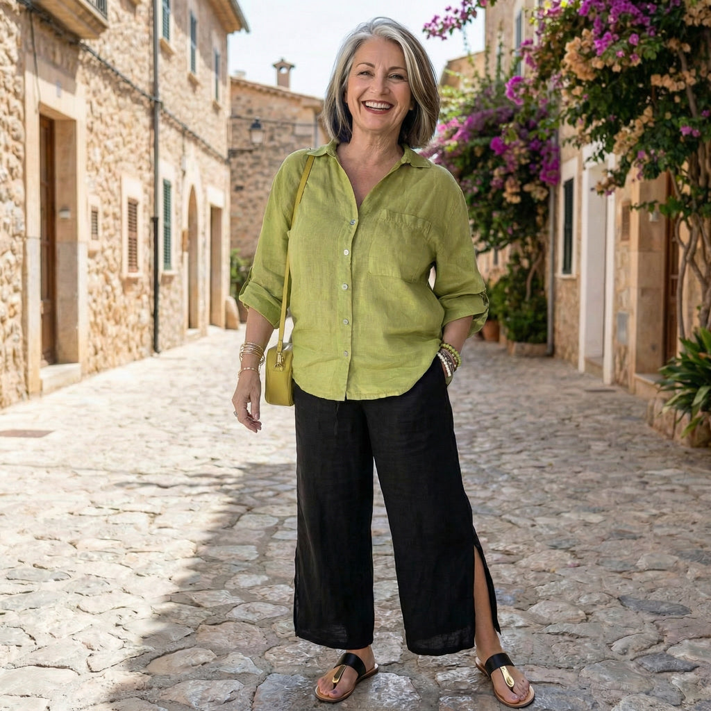 Pantaloni Capri in Lino Flo con Spacco Laterale *PIÙ VENDUTO*