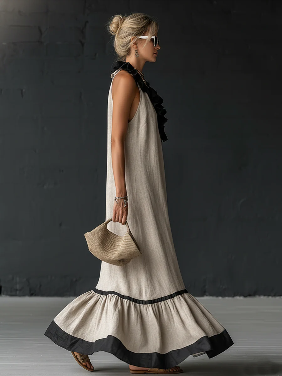 Abito lungo elegante con volant