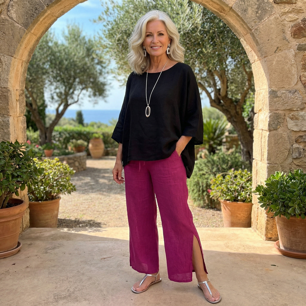 Pantaloni Capri in Lino Flo con Spacco Laterale *PIÙ VENDUTO*