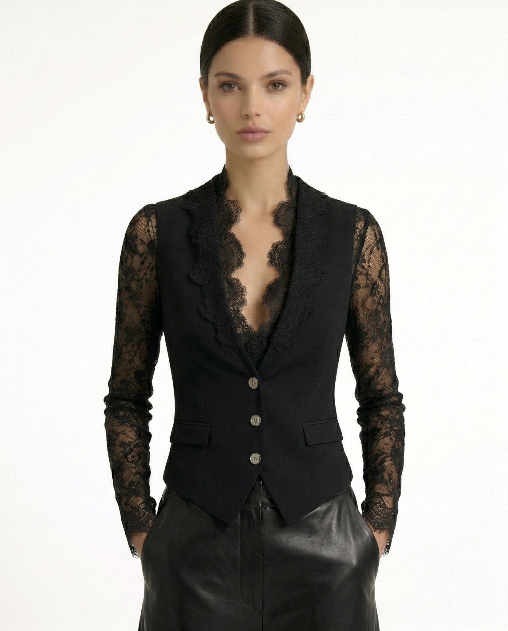 RENATA | BLAZER CON ENCAJE - Aurea Montiel
