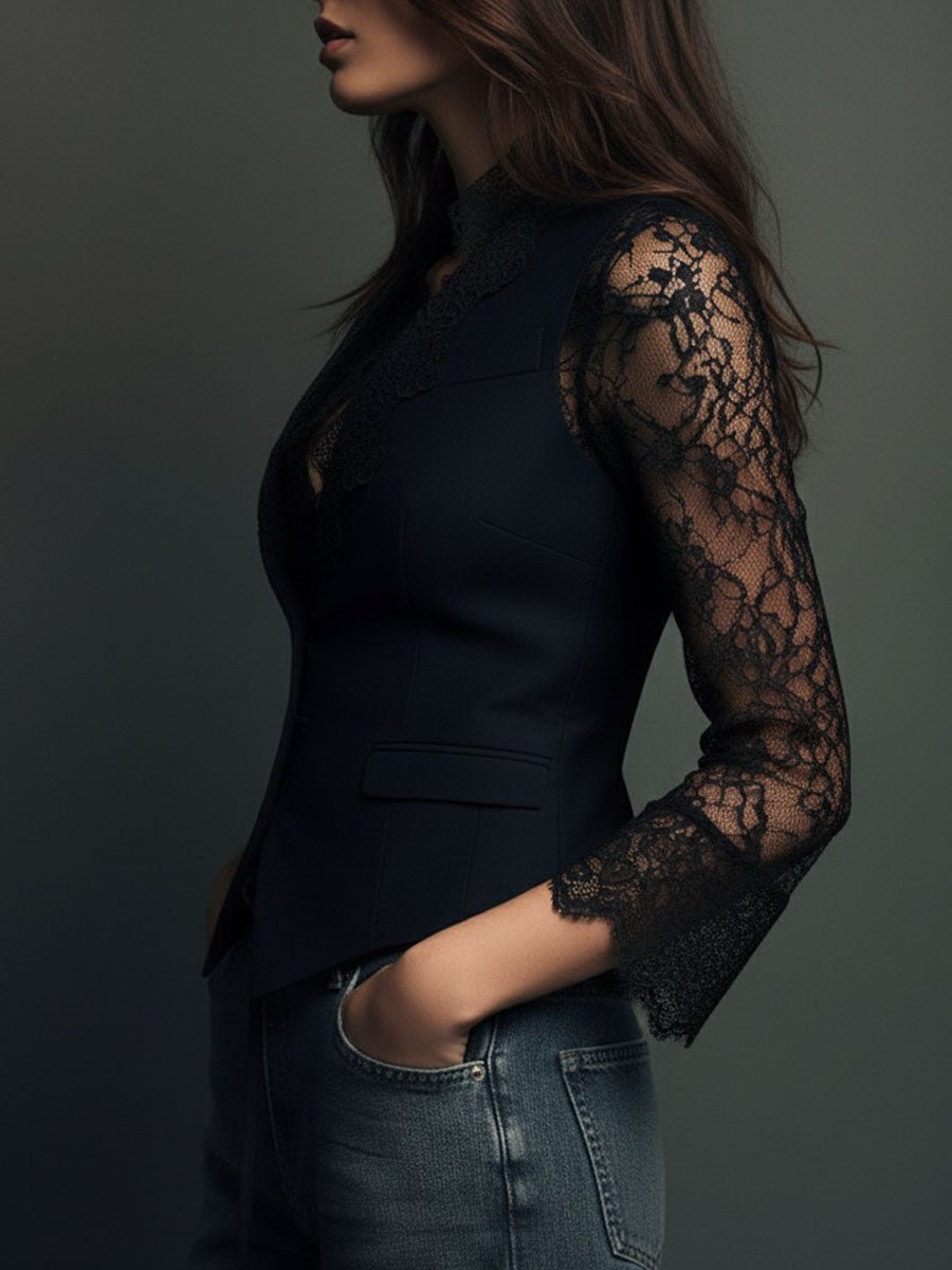 RENATA | BLAZER CON ENCAJE - Aurea Montiel