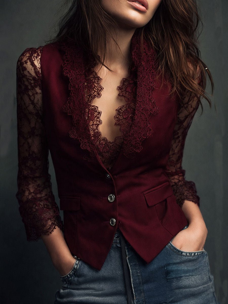 RENATA | BLAZER CON ENCAJE - Aurea Montiel