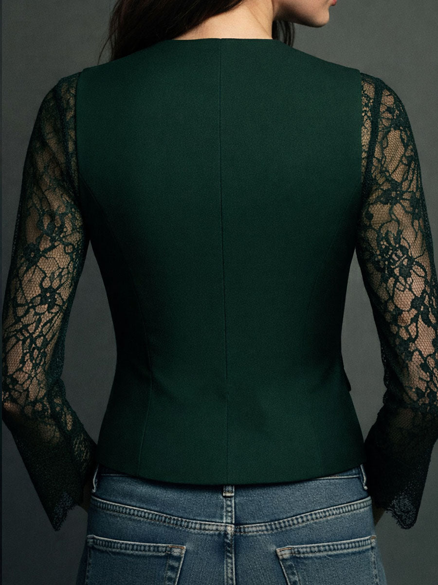 RENATA | BLAZER CON ENCAJE - Aurea Montiel