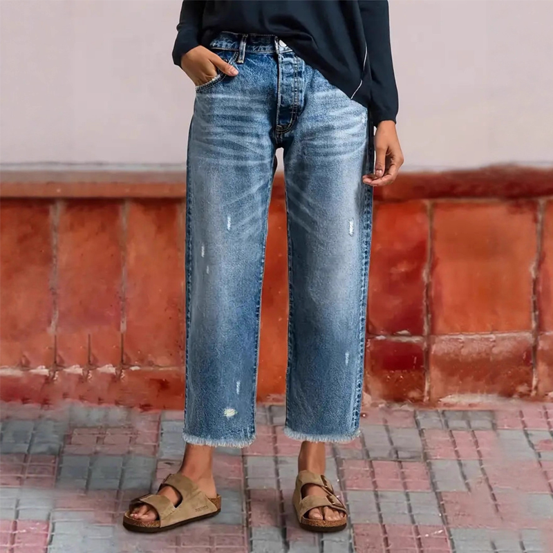 Aberjean™ | Jeans Dritti Cropped Retrò