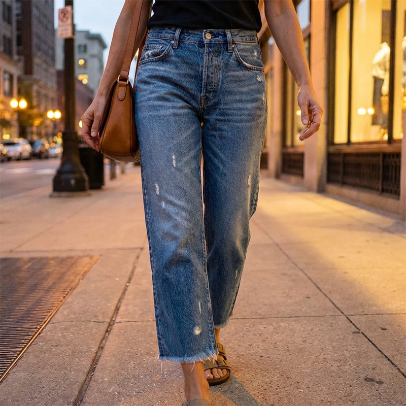 Aberjean™ | Jeans Dritti Cropped Retrò