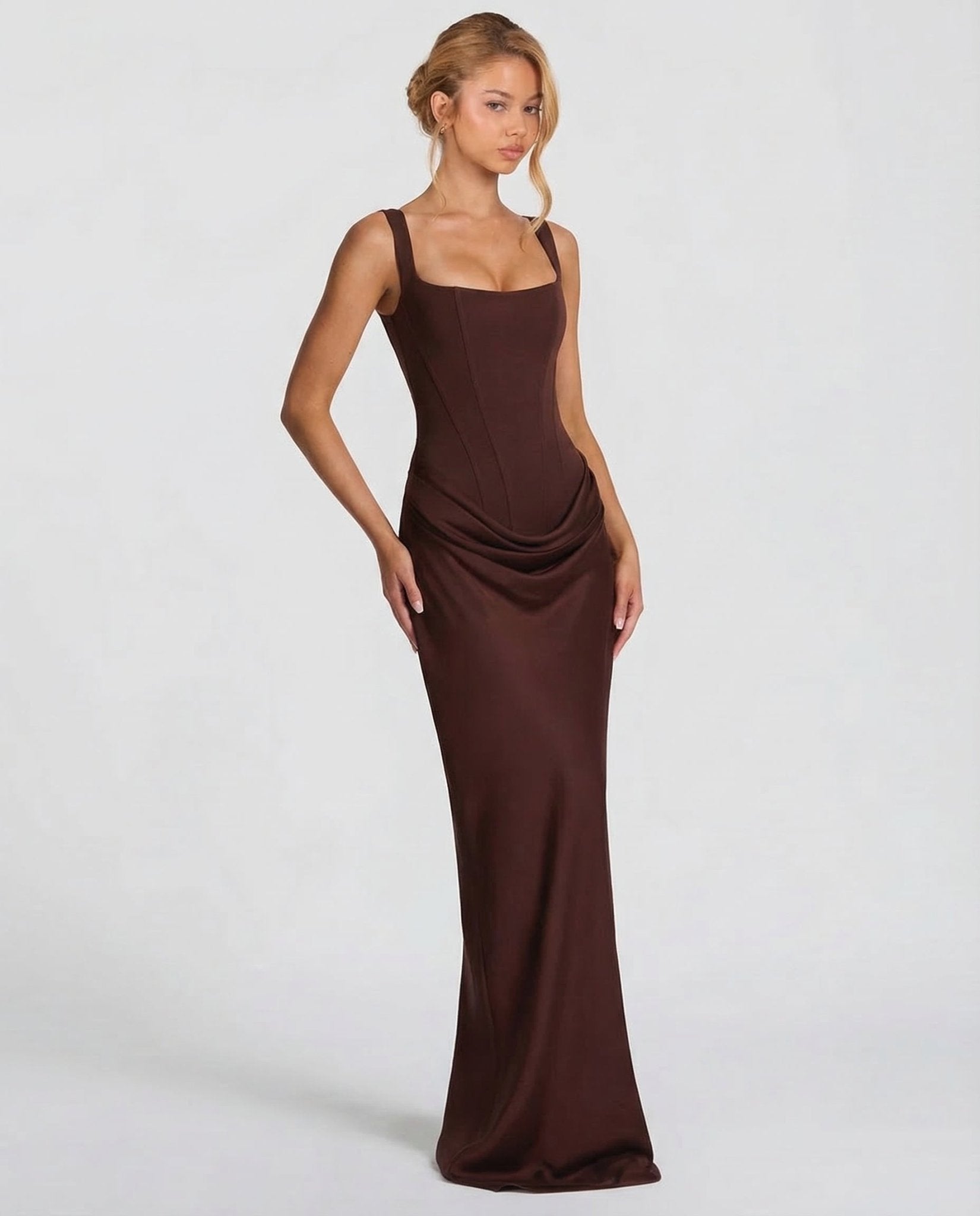 VALENTINA | VESTIDO MAXI SATÉN - Aurea Montiel